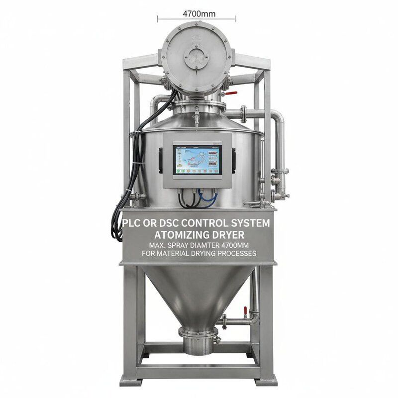 Sprühtrockner mit SPS- oder DSC-Steuerung, maximaler Sprühdurchmesser 4700 mm, ausgelegt für Materialtrocknungsprozesse